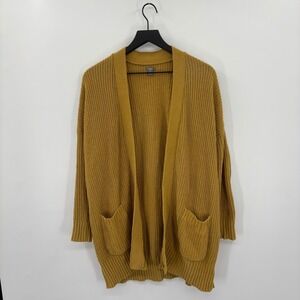 Aerie Chunky Knit Oversized Cardigan XS Mustard Yellow Pockets Boho Comfortcore